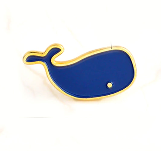 Blue Enamel Shark Brooch with Gold Plating – Cute Ocean Animal Lapel Pin for Men & Women