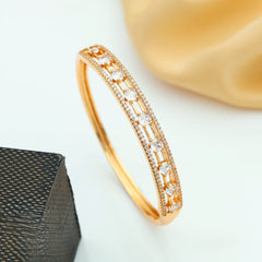 Rose Gold American Diamond Slim Kada Bracelet for Women | CZ Stone Designer Bangle