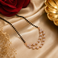 Modern black beaded mangalsutra with AD pendant