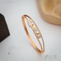 Rose Gold American Diamond Kada Bracelet for Women | CZ Stone Stylish Designer Bangle