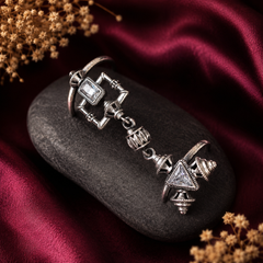 Elizabeth Bennet oxidised silver geometric statement ring with crystal detailing