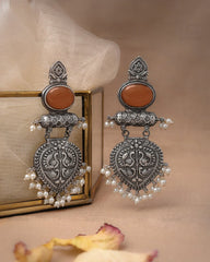 Mirage - Beautiful Traditional Oxidized Long Stone earrings