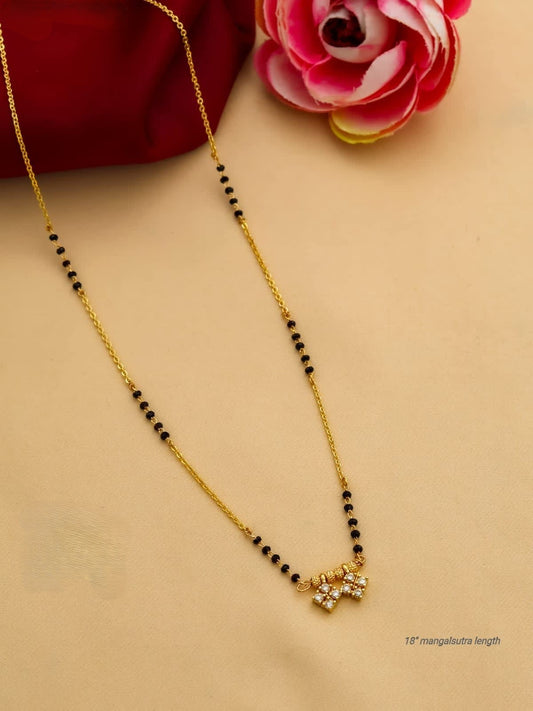 Mirage - Gold Chain Mangalsutra with CZ Square Charm Pendant