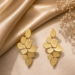 Gold Floral Statement Earrings for Women | The Mirage Fashion
