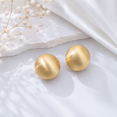 Gold textured round ball stud earrings for women