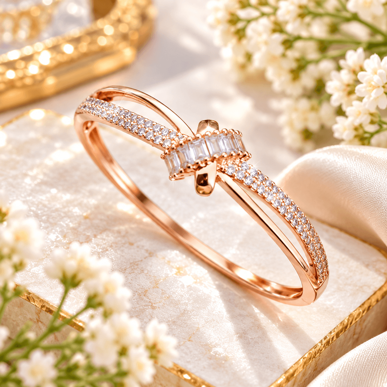 Little Princess Radiance rose-gold-tone kids bracelet with sparkling clear crystal-style accents