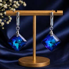 Multicolor Square Crystal Drop Earrings for Women | The Mirage Fashion