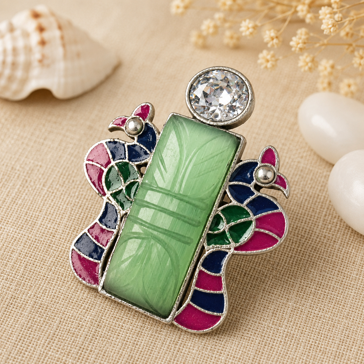 Multicolour Statement Ring with Rectangular Stone | The Mirage Fashion
