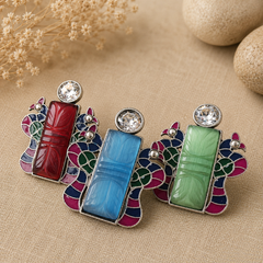 Multicolour Statement Ring with Rectangular Stone | The Mirage Fashion