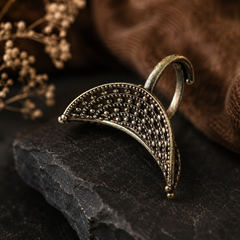 Oxidised Long Statement Ring for Women | Antique Silver Filigree Ring