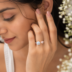 Pastel Blue & Pink Enamel Open Ring for Women | Adjustable Statement Ring