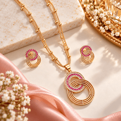 pink-radiance-interlocking-gold-tone-necklace-set-with-earrings-the-mirage-fashion