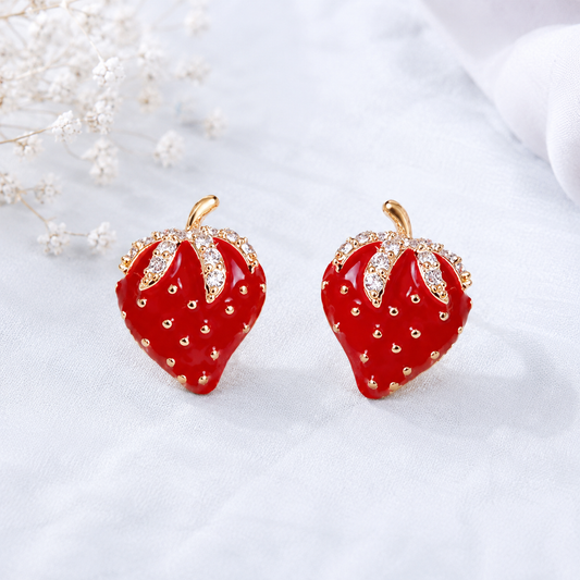 Red Strawberry Earrings for Women | The Mirage Fashion