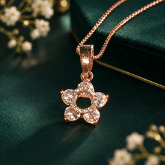 Rose Gold Celeste Floral Necklace Set for Women – Sparkling Pendant & Earrings | The Mirage Fashion