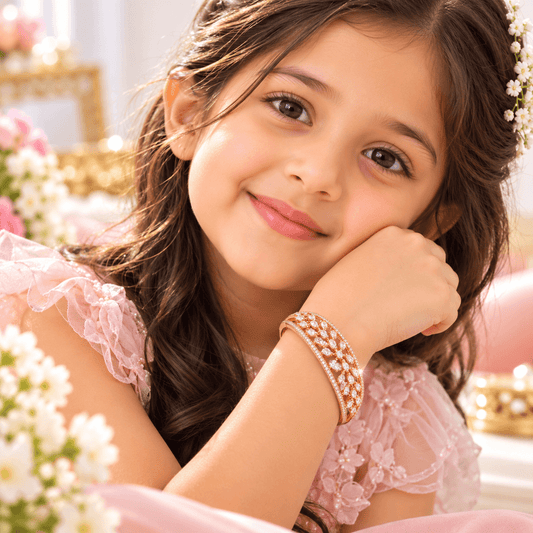 Rose Gold Crystal Kids Bracelet for Girls | Diamond kids bracelet for girls| The Mirage Fashion