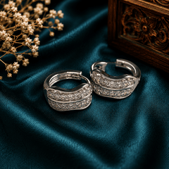 Silver diamond hoop earrings for women by The Mirage Fashion