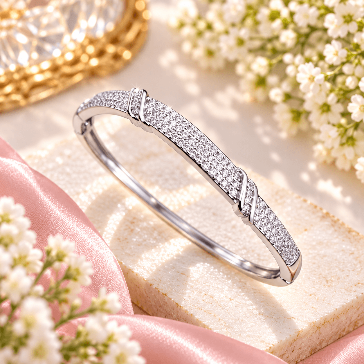 Silver Starlight kids bracelet with silver-tone finish and sparkling clear crystal-style stones