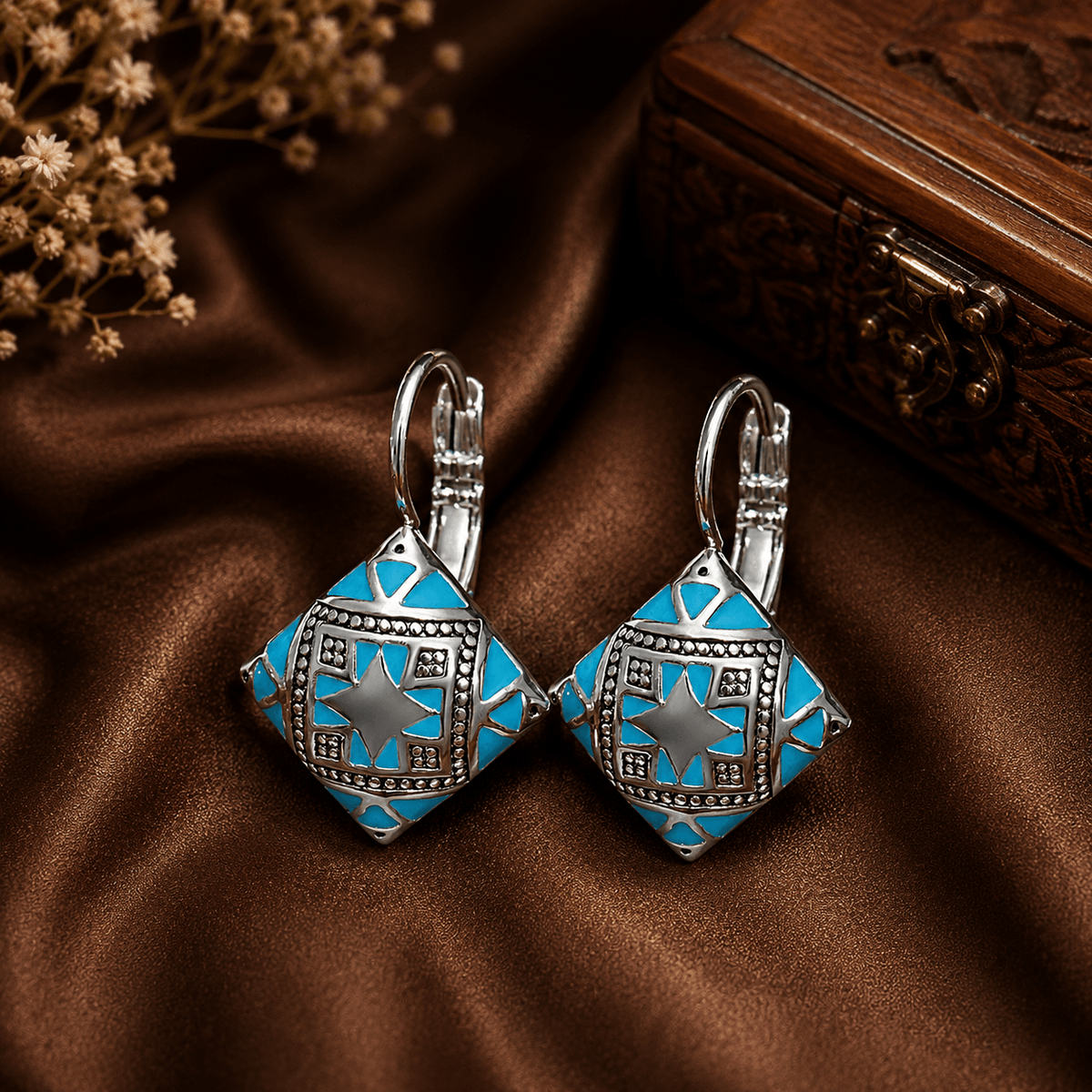 turquoise-square-hoop-earrings-for-women